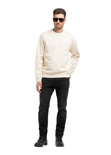 Replay BEŽ SWEATSHIRT S MINI NATPISOM NA PRSIMA - 1