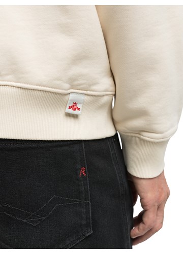 Replay BEŽ SWEATSHIRT S MINI NATPISOM NA PRSIMA - 4