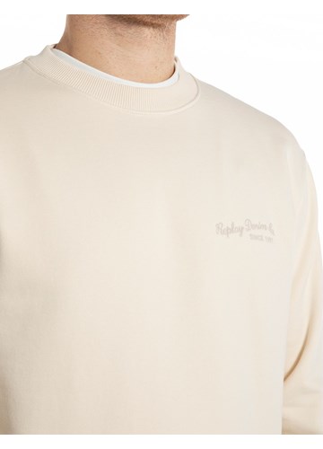 Replay BEŽ SWEATSHIRT S MINI NATPISOM NA PRSIMA - 3