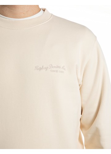 Replay BEŽ SWEATSHIRT S MINI NATPISOM NA PRSIMA - 4