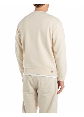Replay BEŽ SWEATSHIRT S MINI NATPISOM NA PRSIMA - 2