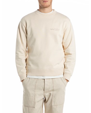 Replay bež sweatshirt s mini natpisom na prsima