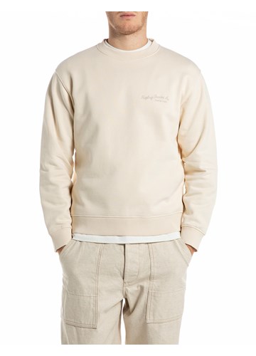 Replay BEŽ SWEATSHIRT S MINI NATPISOM NA PRSIMA - 1