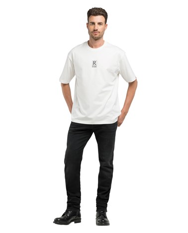 Replay bijela majica kratkih rukava s printom ploče