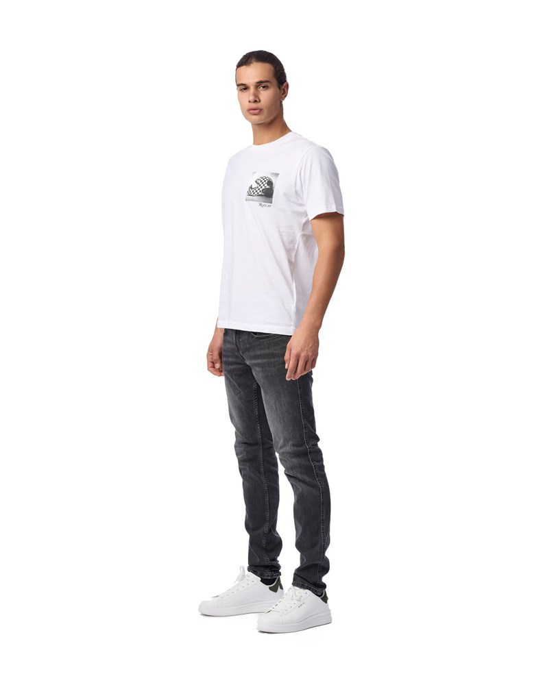 Replay BIJELA MAJICA S MINI PRINTOM U BIKER STILU  - 1