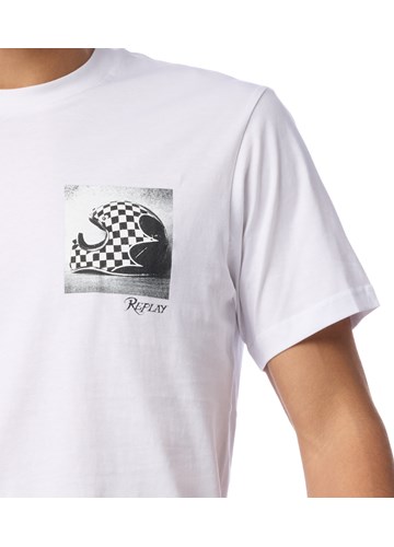 Replay BIJELA MAJICA S MINI PRINTOM U BIKER STILU  - 5