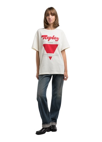 Replay BIJELA BOY-FIT MAJICA S PRINTOM - 1