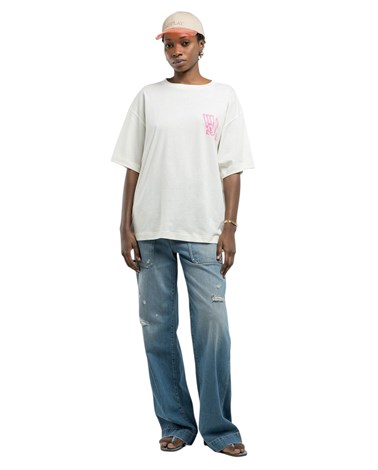 Replay bijela boyfit majica s kontrastnim natpisom