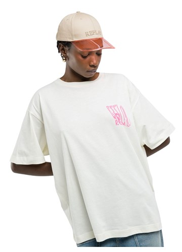 Replay BIJELA BOYFIT MAJICA S KONTRASTNIM NATPISOM - 2