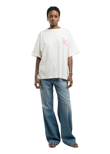 Replay BIJELA BOYFIT MAJICA S KONTRASTNIM NATPISOM - 4