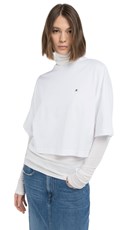 BIJELA CROPPED MAJICA S METALNIM LOGOM - 2