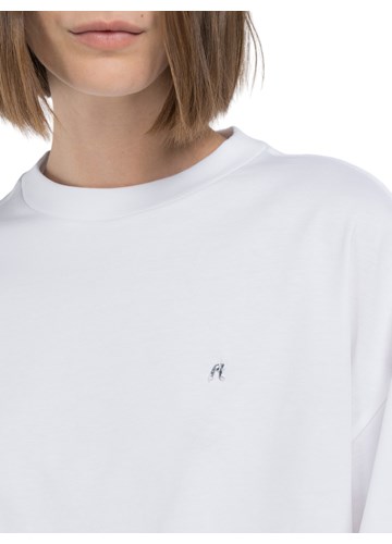 Replay BIJELA CROPPED MAJICA S METALNIM LOGOM - 4