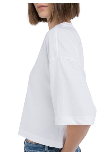 Replay BIJELA CROPPED MAJICA S METALNIM LOGOM - 5