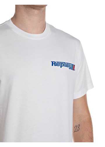 Replay BIJELA PAMUČNA MAJICA S GRAFIČKIM LOGOTIPOM - 3