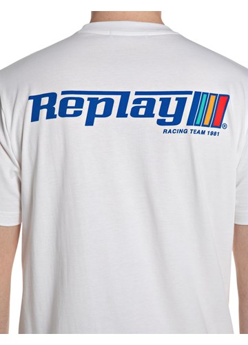 Replay BIJELA PAMUČNA MAJICA S GRAFIČKIM LOGOTIPOM - 6