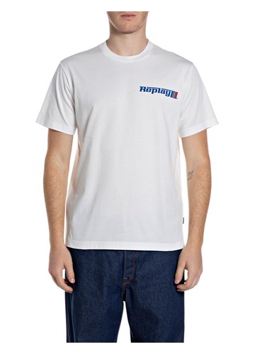 Replay BIJELA PAMUČNA MAJICA S GRAFIČKIM LOGOTIPOM - 1