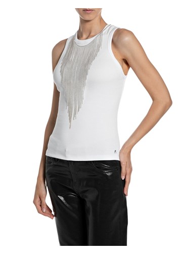 Replay BIJELA MAJICA BEZ RUKAVA S OGRLICOM - 1