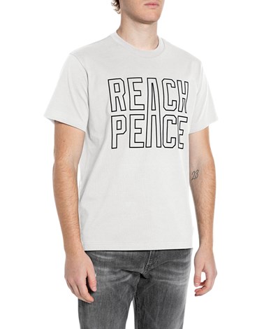 Replay bijela majica kratkih rukava s maksi printom reach peace