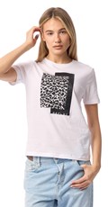 BIJELA MAJICA KRATKIH RUKAVA S MODERN ART PRINTOM  - 2