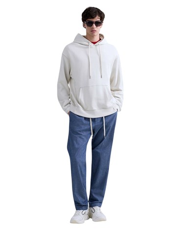 Replay bijela majica od frotira s kapuljačom