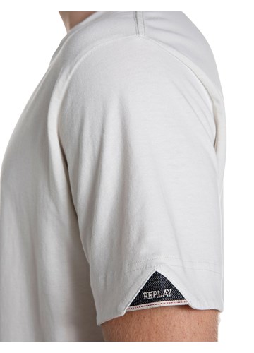 Replay BIJELA MAJICA OD ŽERSEJA S IZVEZENIM R NA OVRATNIKU - 5