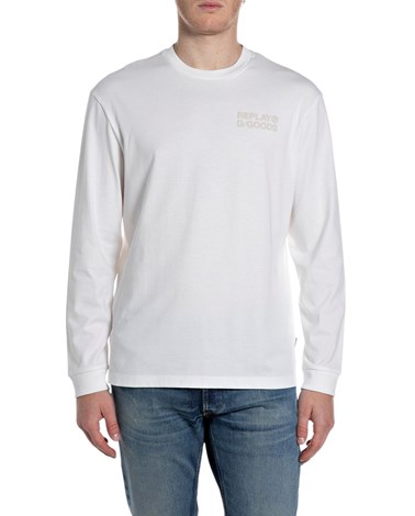 Replay bijela majica opuštenog kroja s natpisom