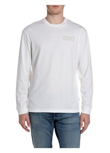 Replay BIJELA MAJICA OPUŠTENOG KROJA S NATPISOM - 1