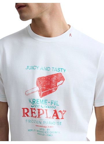 Replay BIJELA MAJICA REGULARNOG KROJA S PRINTOM SLADOLEDA - 5