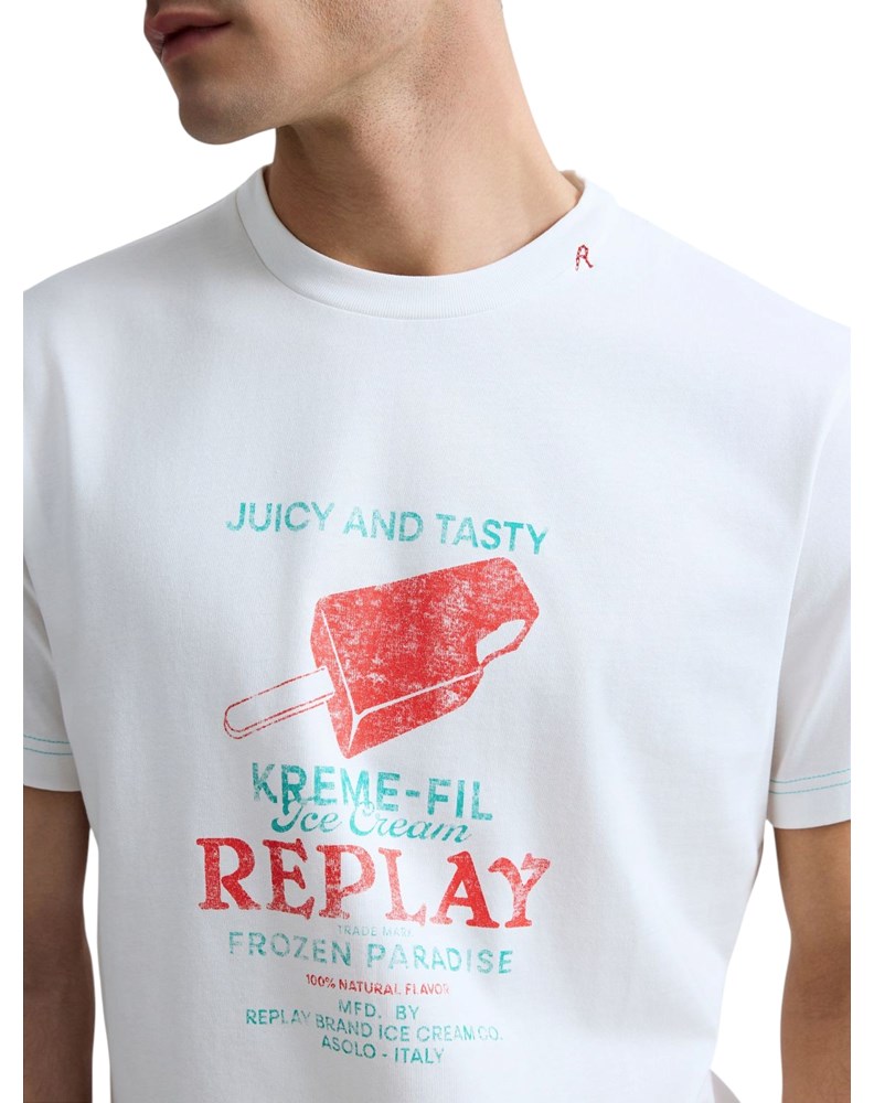 Replay BIJELA MAJICA REGULARNOG KROJA S PRINTOM SLADOLEDA - 5