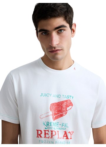 Replay BIJELA MAJICA REGULARNOG KROJA S PRINTOM SLADOLEDA - 7