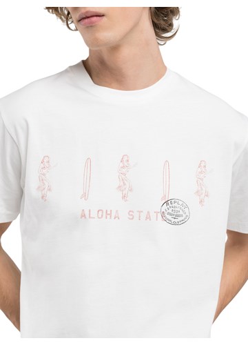 Replay BIJELA MAJICA S ALOHA PRINTOM - 5