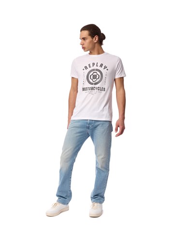Replay BIJELA MAJICA S REPLAY MOTORCYCLES BIKER PRINTOM  - 1