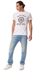 BIJELA MAJICA S REPLAY MOTORCYCLES BIKER PRINTOM  - 1