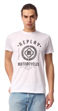 BIJELA MAJICA S REPLAY MOTORCYCLES BIKER PRINTOM  - 2