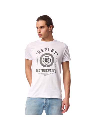 Replay BIJELA MAJICA S REPLAY MOTORCYCLES BIKER PRINTOM  - 3
