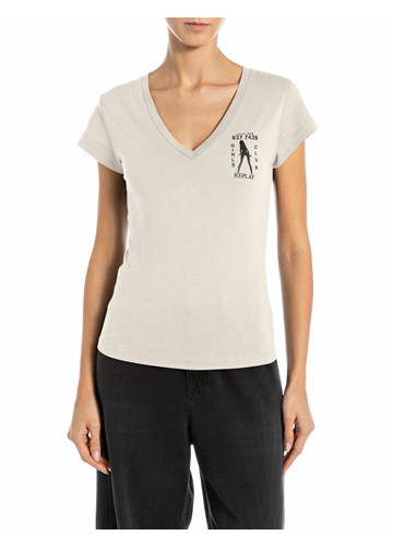 Replay BIJELA MAJICA S V IZREZOM I NATPISOM GIRLS CLUB - 1