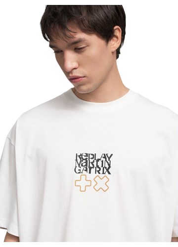 Replay BIJELA MAJICA S OKRUGLIM IZREZOM I REPLAY X MARTIN GARRIX LOGOM I NATPISOM - 5