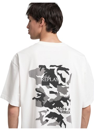 Replay BIJELA MAJICA S OKRUGLIM IZREZOM I REPLAY X MARTIN GARRIX LOGOM I GRAFIKAMA - 7