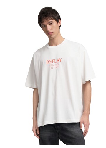 Replay BIJELA MAJICA S OKRUGLIM IZREZOM I GRAFIKOM REPLAY X MARTIN GARRIX - 2