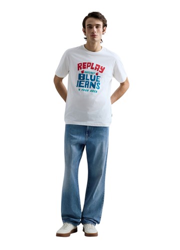 Replay BIJELA MAJICA S RETRO LOGOTIPOM REPLAY BLUE JEANS - 1