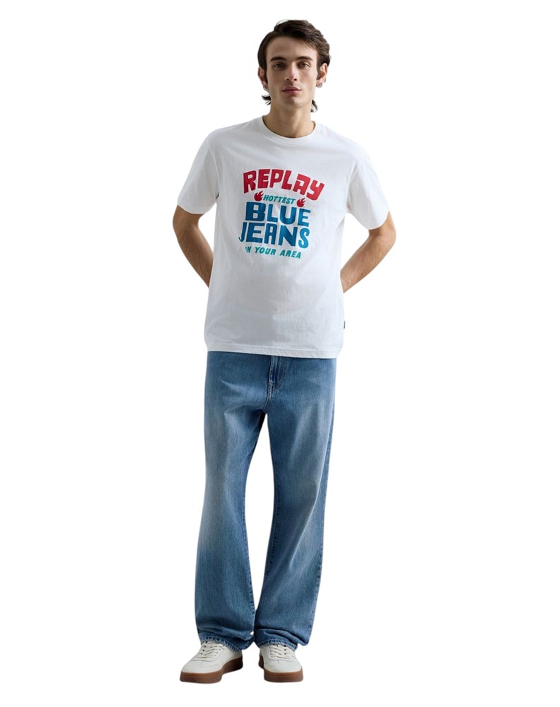 Replay BIJELA MAJICA S RETRO LOGOTIPOM REPLAY BLUE JEANS - 1