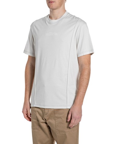 Replay bijela majica s uzdužnim šavovima i natpisom na prsima