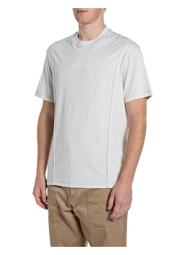 Replay BIJELA MAJICA S UZDUŽNIM ŠAVOVIMA I NATPISOM NA PRSIMA - 1