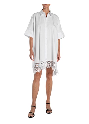 Replay BIJELA MIDI HALJINA OD POPELINA S DETALJIMA OD ČIPKE - 1