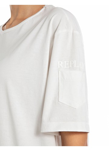 Replay BIJELA OVERSIZE PAMUČNA MAJICA - 4