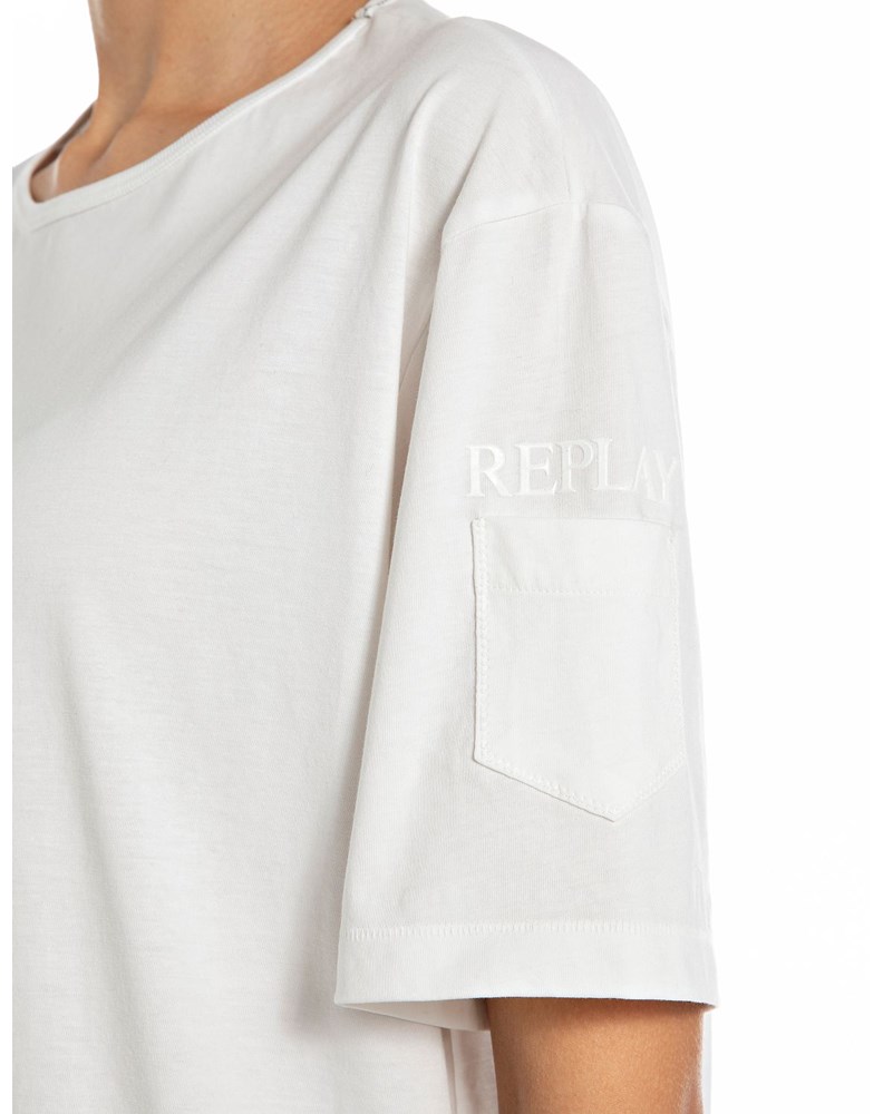 Replay BIJELA OVERSIZE PAMUČNA MAJICA - 4