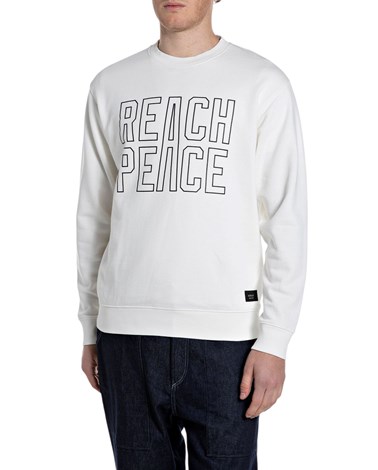 Replay bijela pamučna majica dugih rukava "reach peace"