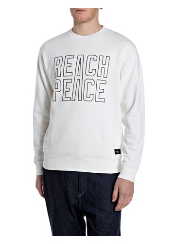 Replay BIJELA PAMUČNA MAJICA DUGIH RUKAVA "REACH PEACE" - 1
