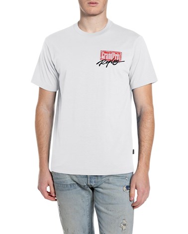 Replay bijela pamučna majica s grand prix replay natpisom