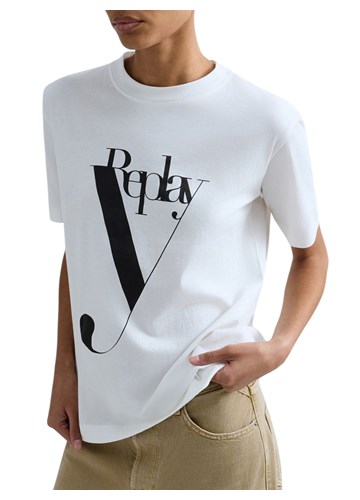 Replay BIJELA PAMUČNA MAJICA S MAXI PRINTOM - 5